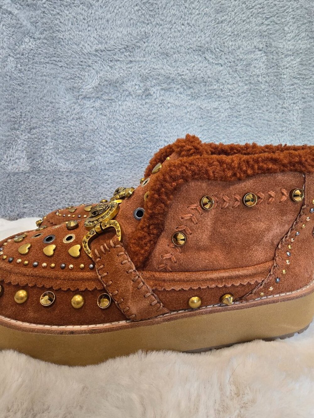 Kurt Geiger Mansion Cosy Tan Suede Women's Platform Boot Bootie Size 42 NEW